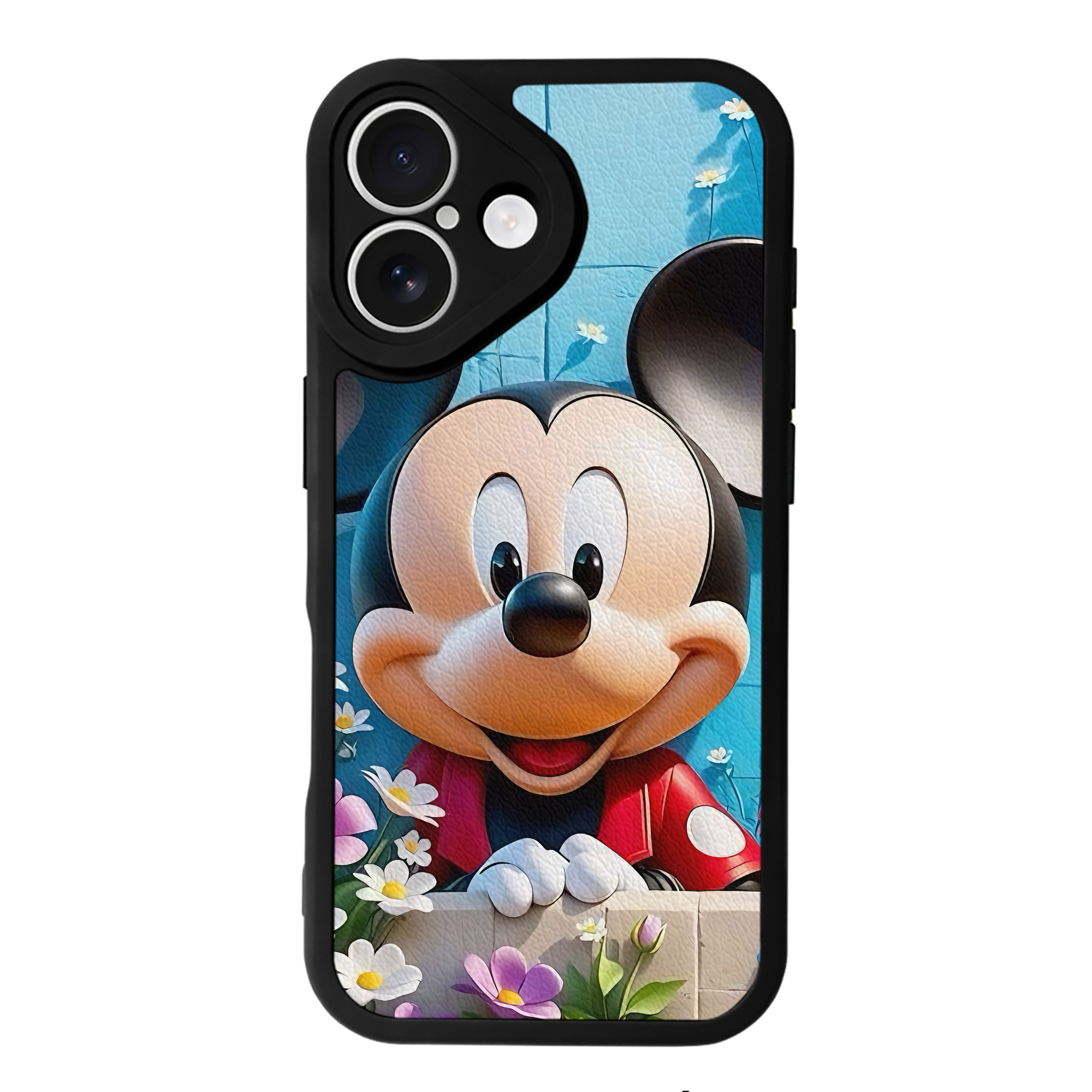 （画像用） ミッキーマウス Mickey Mouse 【iPhone 16シリーズ対応】シリコンスマホケース（レザー調） 材質：シリコン